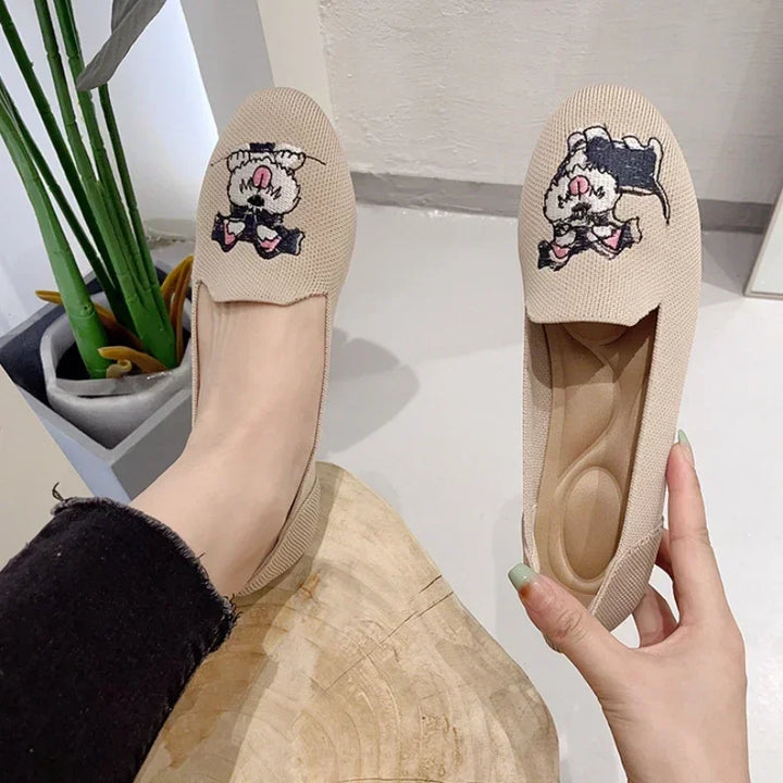 Women Flat Knitted Fashion Round Toe Women&