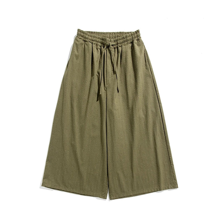Cotton Linen Men’s Loose Wide Leg Pants Stripe Casual Jogging Trousers Men Harem Pants Fashion Japanese Streetwear Plus Size 5X