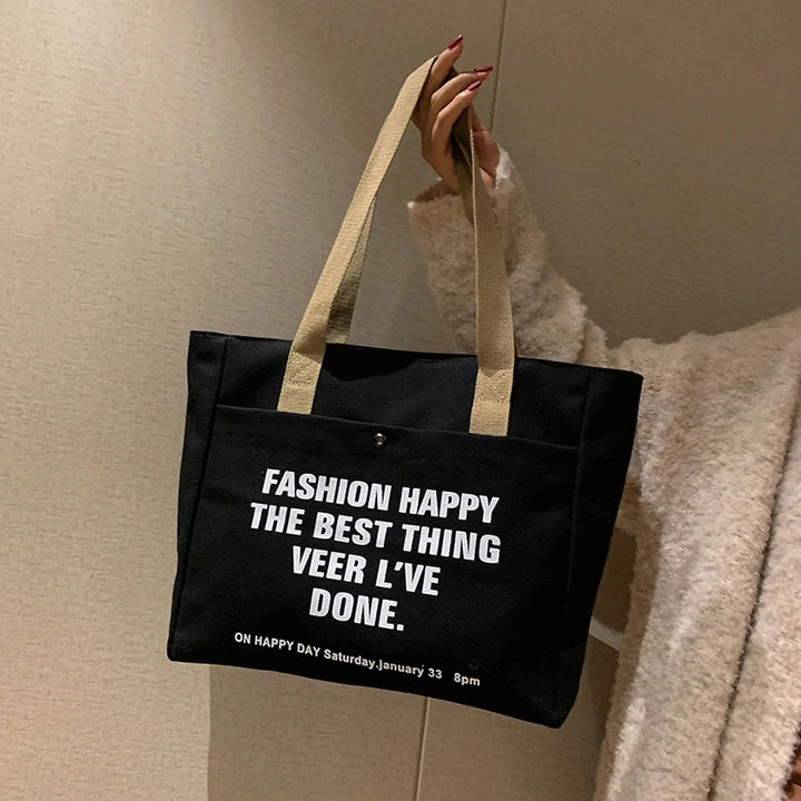 Canvas Tote Bags For Women Large Capacity Single Shoulder Bag Student Classes Commute Laptop Carrying Bag Casual Handbags