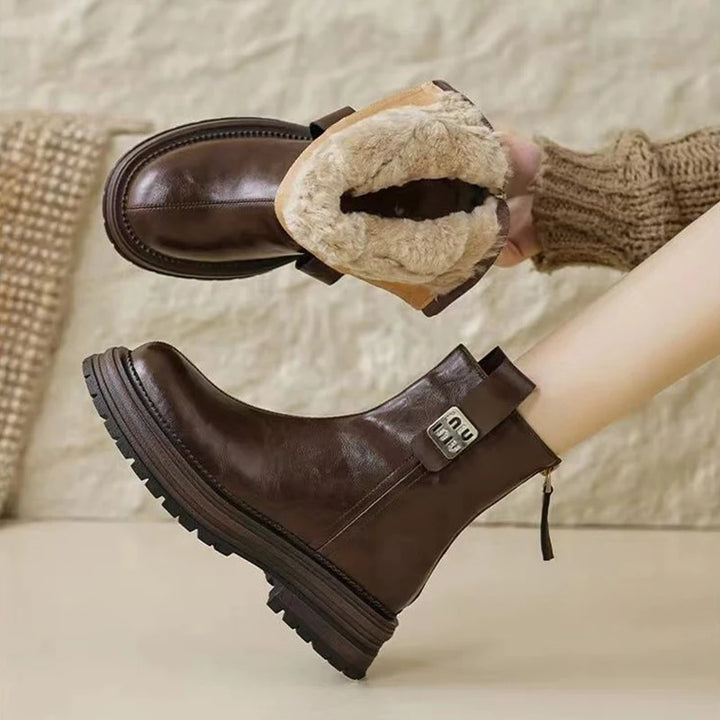 Women Winter Fleece Lined Snow Boots Non Slip Warm Short Boots for Cold Weather