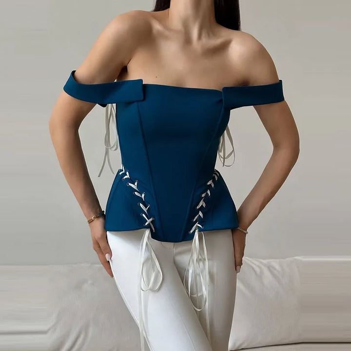 Sexy Off-shoulder Lace Up Tank Tops 2026 Summer New Ladies Slim Sleeveless Backless Fashion Vests Women&