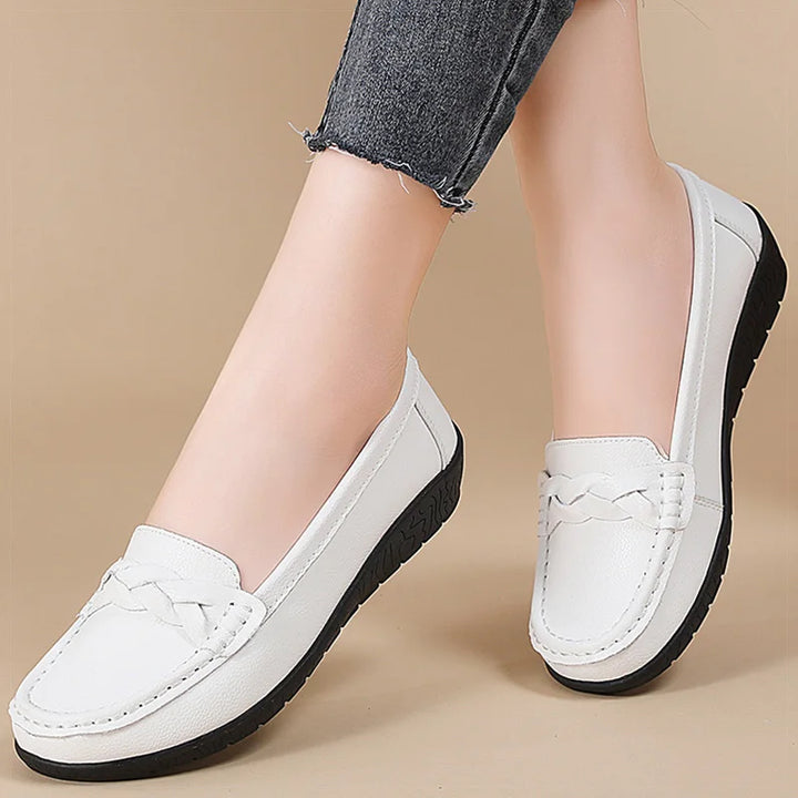 Shoes Women 2025 New Loafers Slip On Flats Leather Shoes Woman Comfortable Flat Shoes Women White Zapatos Mujer Women&