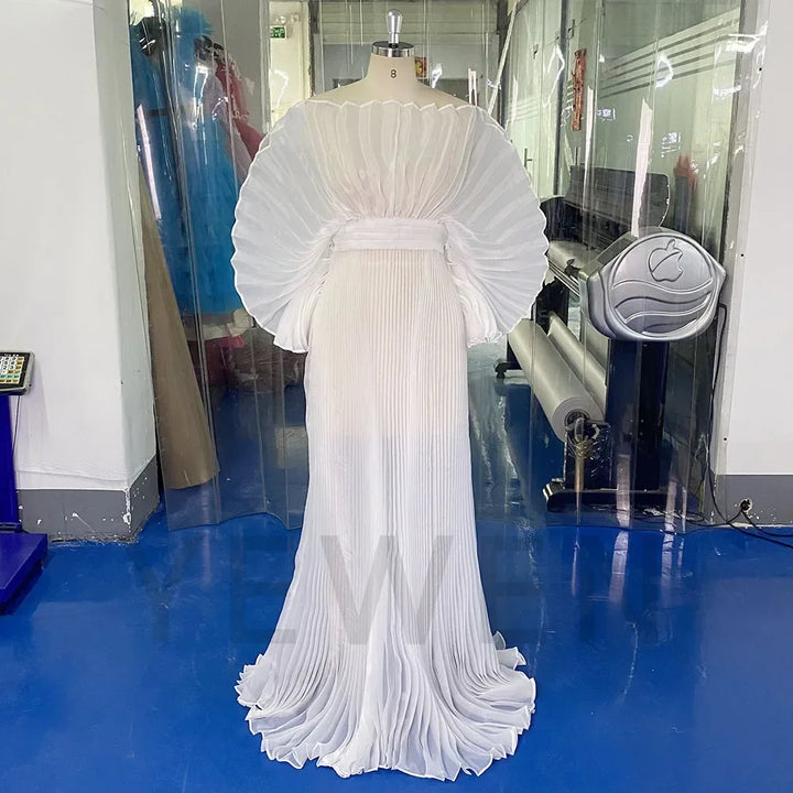 2026 New Off White Pleated Maxi Dresses for Photoshoot Maternity Photoshoot Dress Formal Evening Gown Baby Shower Dress YEWEN