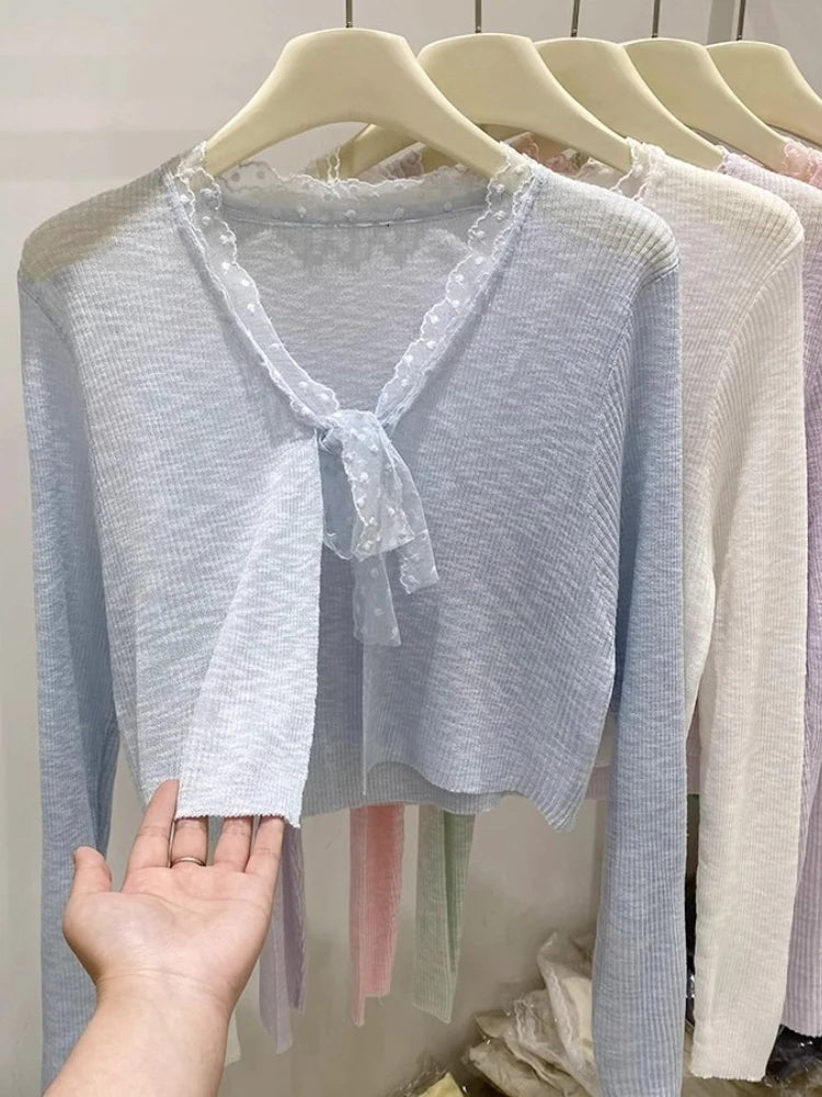 Fashion Casual All-Match Knit Short Outerwear 2026 Summer New Long Sleeve Knit Women&