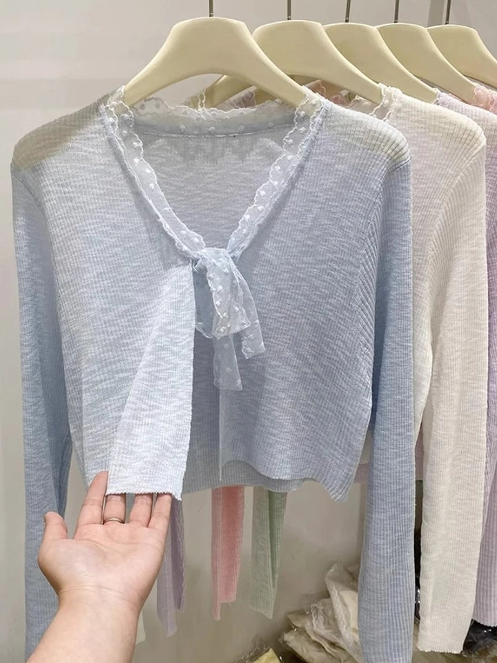 Fashion Casual All-Match Knit Short Outerwear 2026 Summer New Long Sleeve Knit Women&