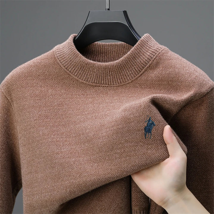 Luxury brand embroidered sweater men designer new round neck casual top winter plush thick warm knit pullover fashion men&