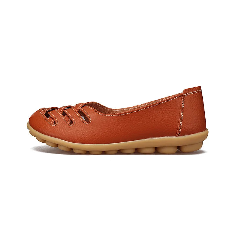 Flats for Women Comfortable Genuine Leather Flat Shoes Woman Slipony Loafers Ballet Shoes Female Moccasins Big Size 34-44