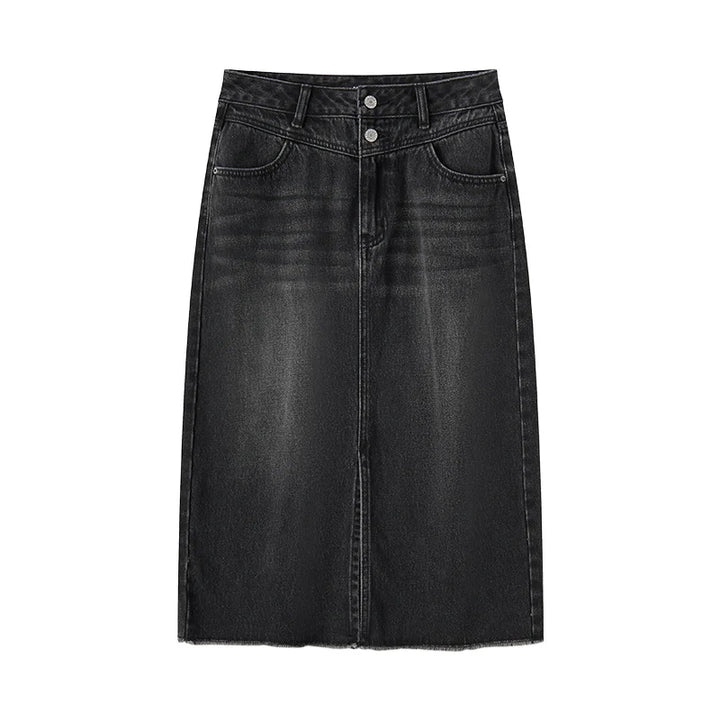 Semir Denim Skirt Women High-waisted Slit 2024 New Spring Straight Skirt