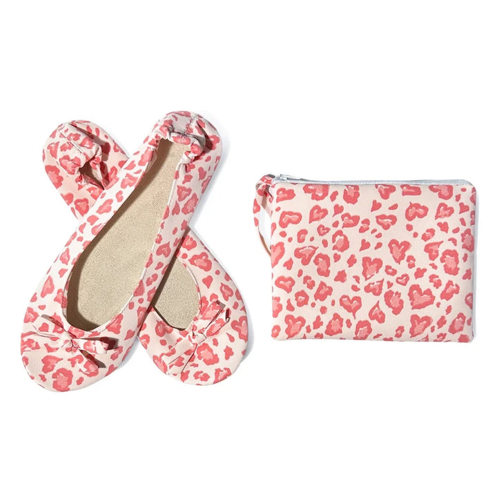 Foldable Ballet Flats Women Soft Portable Fold Up Travel Slip On Shoes Lightweight Fold Mini Flat Shoes with Carry Bag
