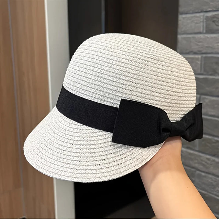 Fashion Women Straw Hat Fedora Summer Sun Protection Anti-Sunshine Horse Riding Cap Reduces Facial Age Peaked Caps