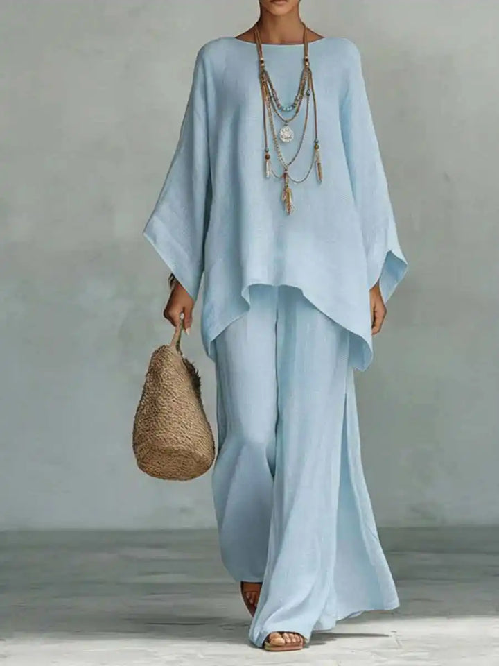 2026 Spring Ladies Loose Shirt Wide Leg Pants Set
