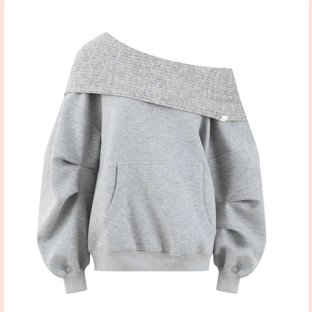 Autumn Knitwear Hooded Casual Oversize Pullovers Women Dual-wear Designer Fashion Off Shoulder Sweater Spring Loose Outwear