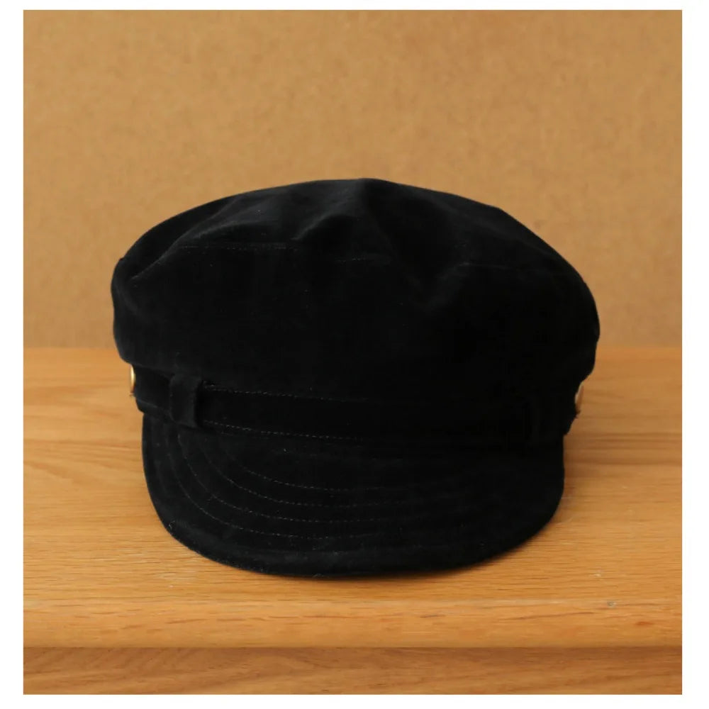 Retro Navy Style Suede Newsboy Cap Men Women Autumn Winter Casual Flat Top Painter Hat