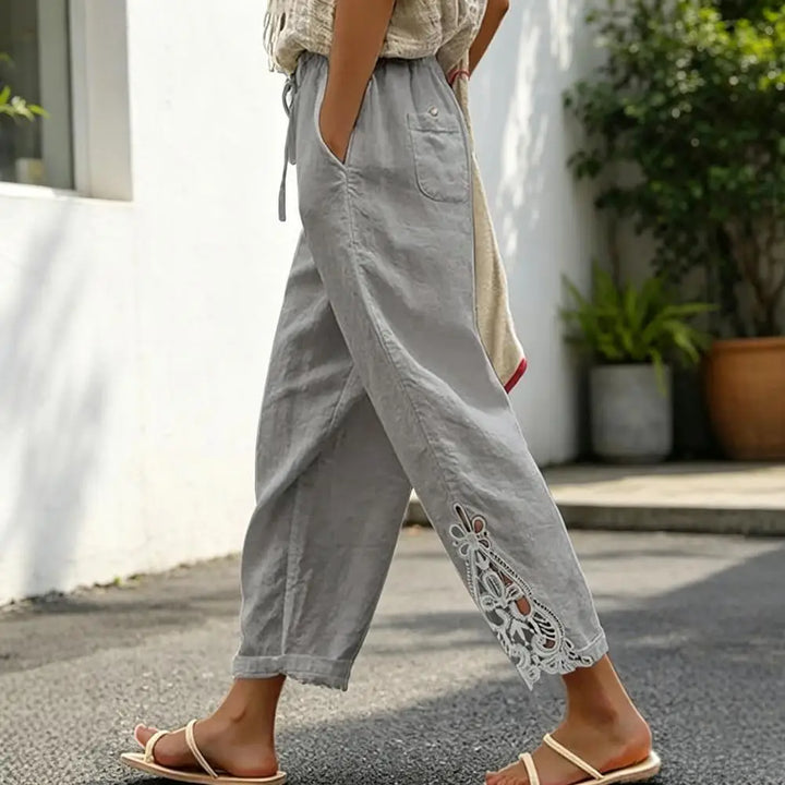 Women Pants Trousers Women’s High Waist Pants Adjustable Drawstring Waistband Trousers Loose Fit Summer Pants for Travel Work