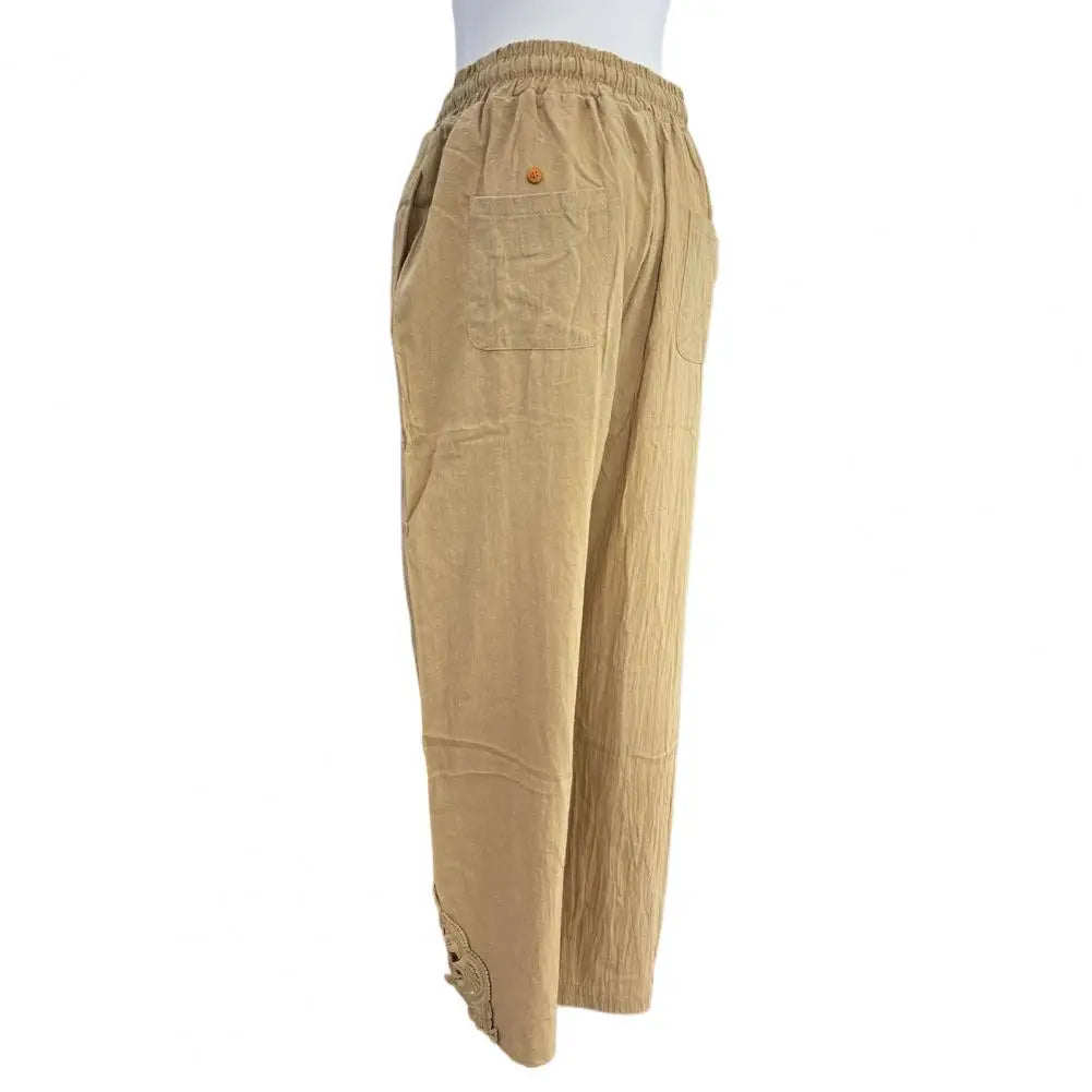 Women Pants Trousers Women’s High Waist Pants Adjustable Drawstring Waistband Trousers Loose Fit Summer Pants for Travel Work
