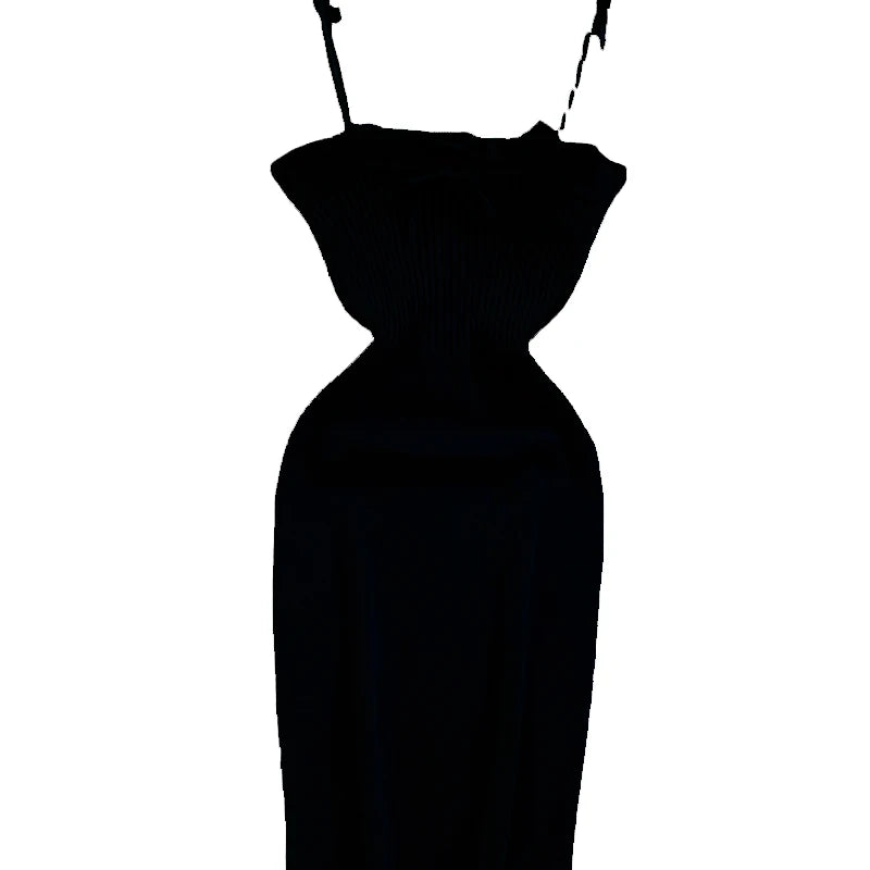 2024 Ribbed Lace Up Dress  Elegant Solid Slim Ruffle Trim Dress Women&