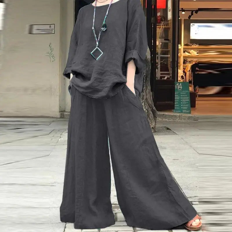 Casual Cotton Linen Set Women&