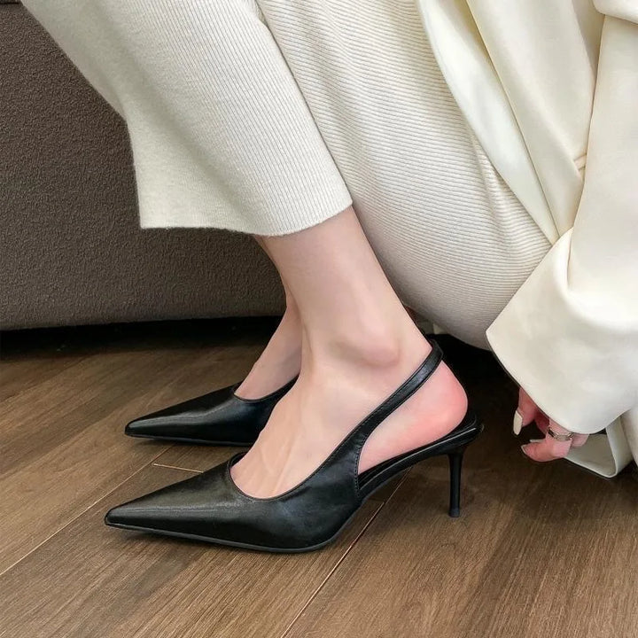 2026 New White Slingback Kitten Heels Women Elegant Pointed Toe Back Strap Pumps Office Lady Party Dress Shoes