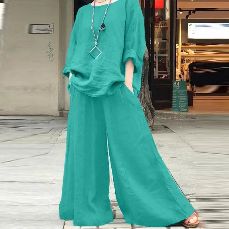 Casual Cotton Linen Set Women&