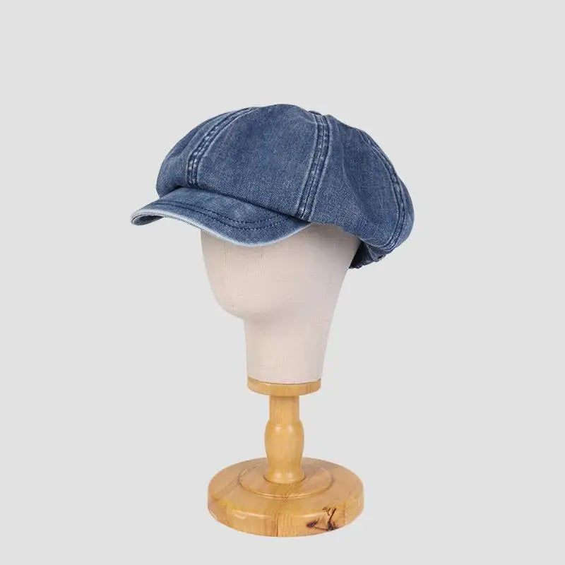 Cotton Denim Beret Hat Men Women Fashion Autumn Vintage Boinas Hombre Newsboy Flat Caps Big Octagonal Hat