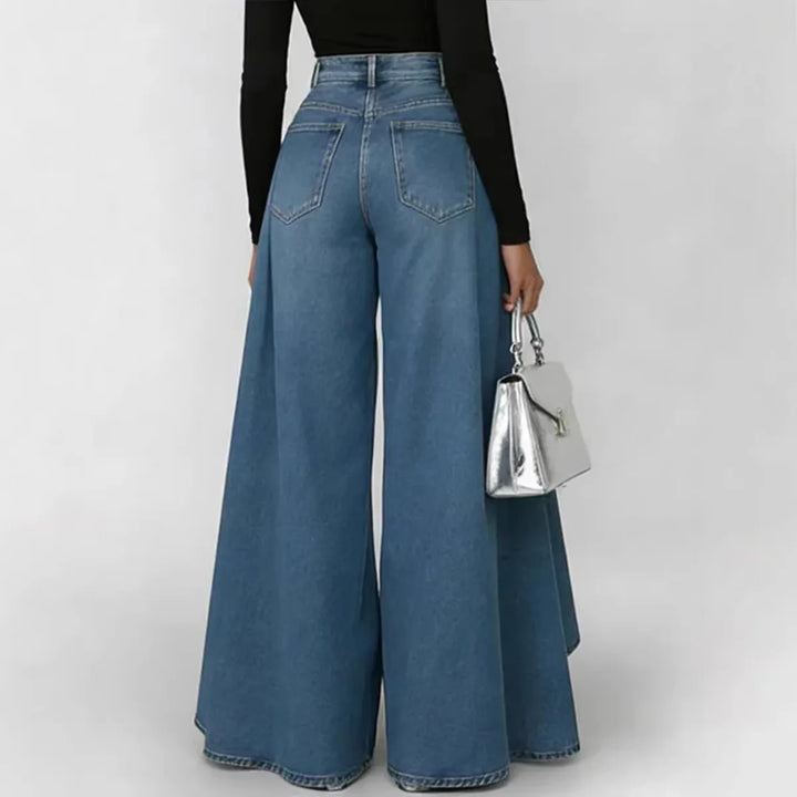 Denim Pant Women Jeans Vintage Wide Leg Long Pants High Waist Straight Trousers Y2k Streetwear Elegant Splice Work Casual Summer