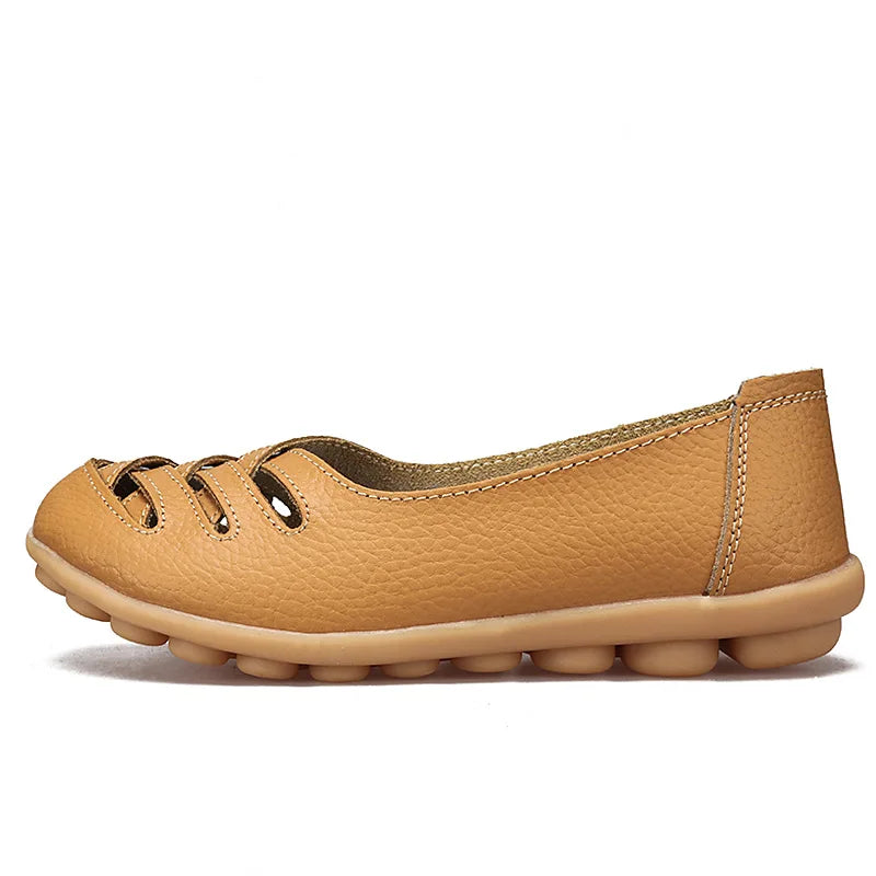 Flats for Women Comfortable Genuine Leather Flat Shoes Woman Slipony Loafers Ballet Shoes Female Moccasins Big Size 34-44