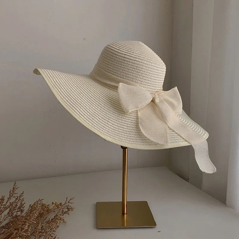 Wide Brim Straw Hat Women Summer Large Floppy Beach Cap Foldable outdoor protection sun hat travel vacation beach hat sombrero