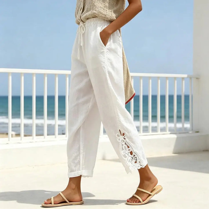 Women Pants Trousers Women’s High Waist Pants Adjustable Drawstring Waistband Trousers Loose Fit Summer Pants for Travel Work