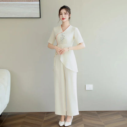 Woman Work Clothes Suit Hotel Waiter Beauty Salon Spa Massage Nail Cafe Sexy Foot Bath Sauna Technician Overall Pants Uniform
