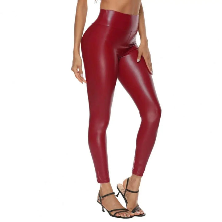 Tight-fitting Faux Leather Leggings Faux Leather Pants High Elasticity Tight Fit High Waist Long Trousers Hip Lifting Leggings
