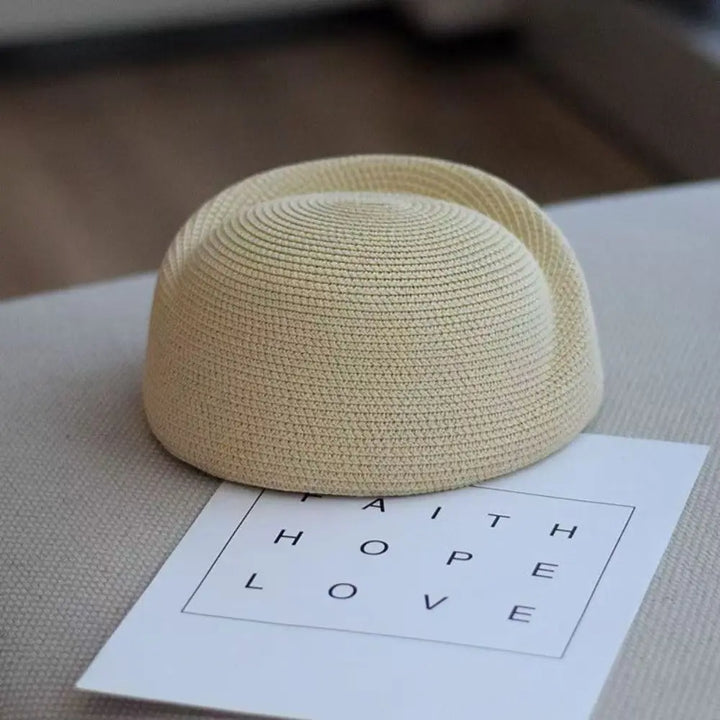 Vintage Elegant Straw Pillbox Hat Classic Teardrop Fedora Hat Simple Fedoras Straw Beret Hat Summer Wear