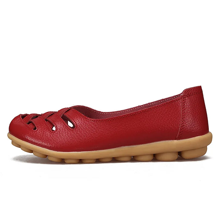 Flats for Women Comfortable Genuine Leather Flat Shoes Woman Slipony Loafers Ballet Shoes Female Moccasins Big Size 34-44