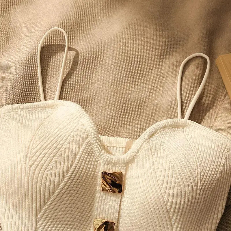 Summer New Knitted Tube Top Strap Vest Women&