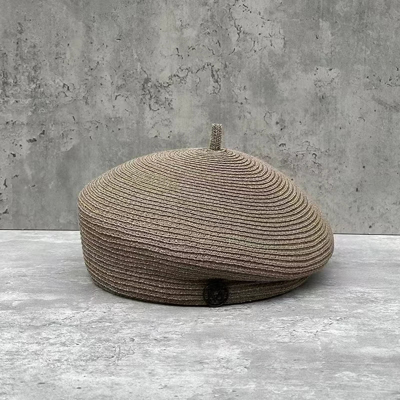 Fashion Summer Celebrity Elegant Stereotype Fine Straw Fedoras Letter Beret Women&