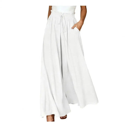 Women Pants Versatile Fit Pants Women’s Oversized Wide Leg Trousers with Pockets Adjustable Elastic Strap Long Pants Pure