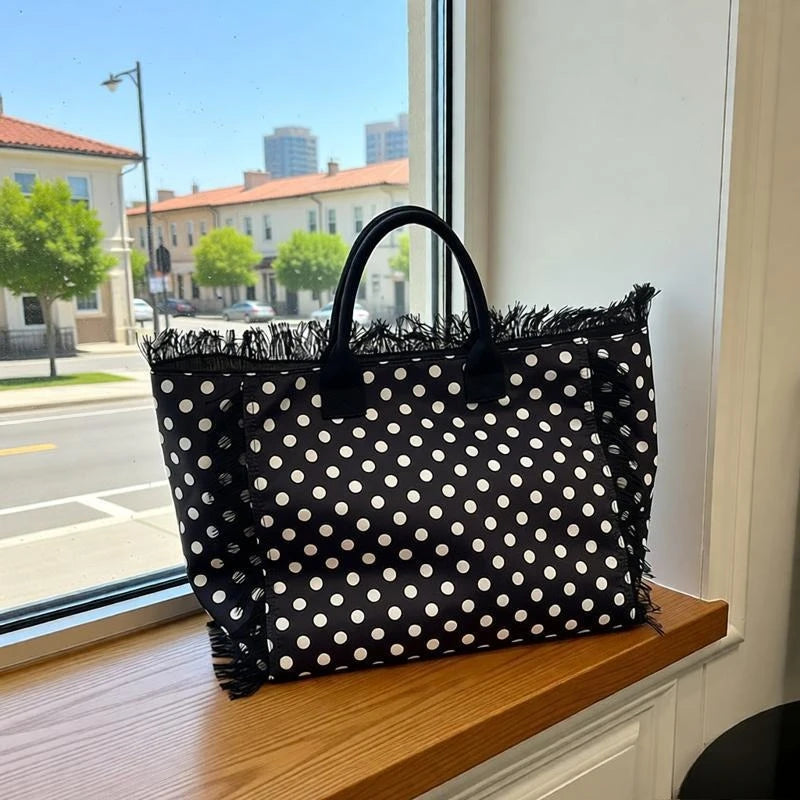 2026 High Quality Sweet Tote Bags for Women New Polka Dots Design Handbag Fashion Nylon Temperament Large Capacity Shoulder Bags
