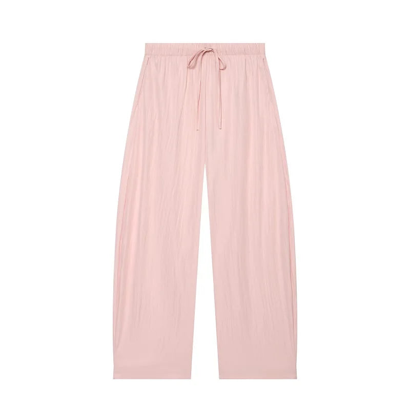 MUJER Wide Leg Pants Sets for Women 2 Pieces Mid Waist Pleated Women&