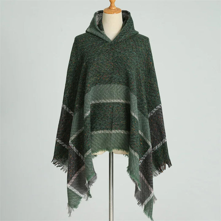 Knitted Imitation Cashmere Poncho Scarf Shawl Hooded Cape Pullover Cloak Scarves Tassels Coat Elegant Casual Outerwear for Women