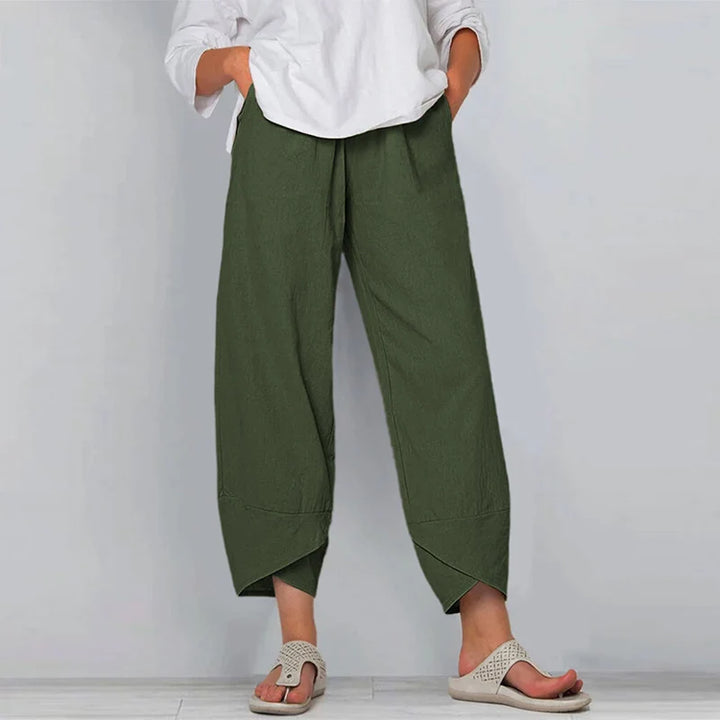 Women Summer Cotton Linen Pants Casual Baggy Harem Pants  Solid Color Elastic Waist Wide Leg Pants Female Loose Trousers  S-5XL