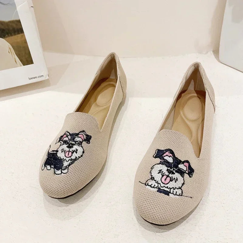 Women Flat Knitted Fashion Round Toe Women&