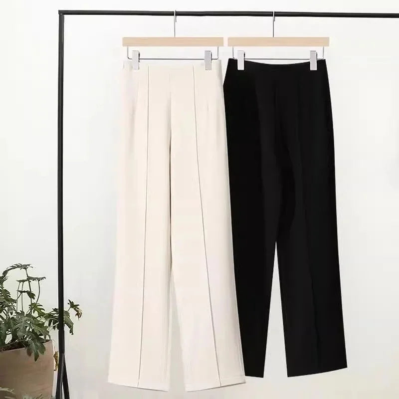 High Waist Khaki Suit Wide Leg Women&