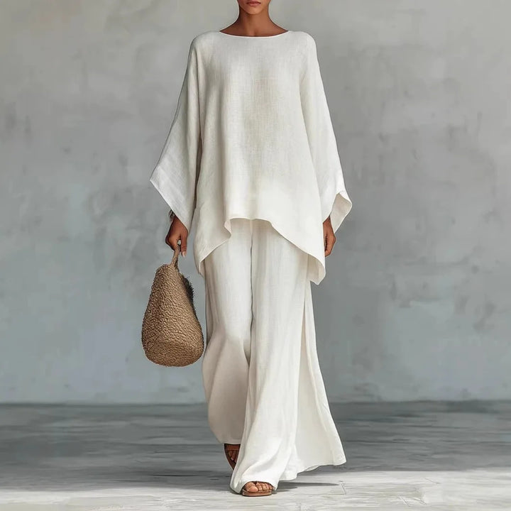 2026 Spring Ladies Loose Shirt Wide Leg Pants Set