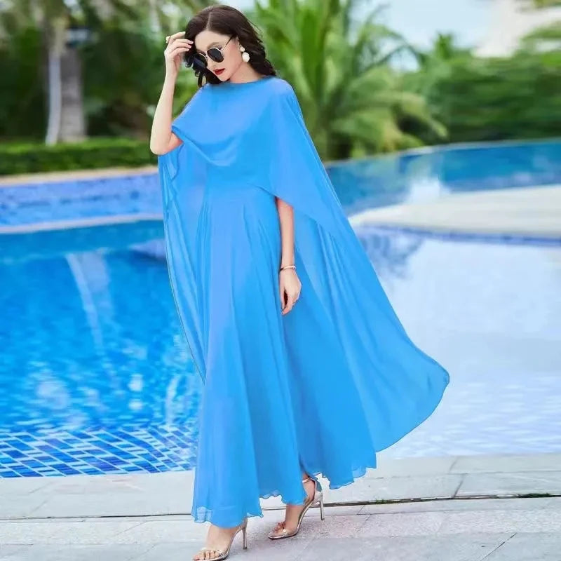 Women Long Sleeve Dress White Chiffon Spring Vintage Casual Fashion Maxi Dresses For Elegant Luxury Prom Clothes 2024 New