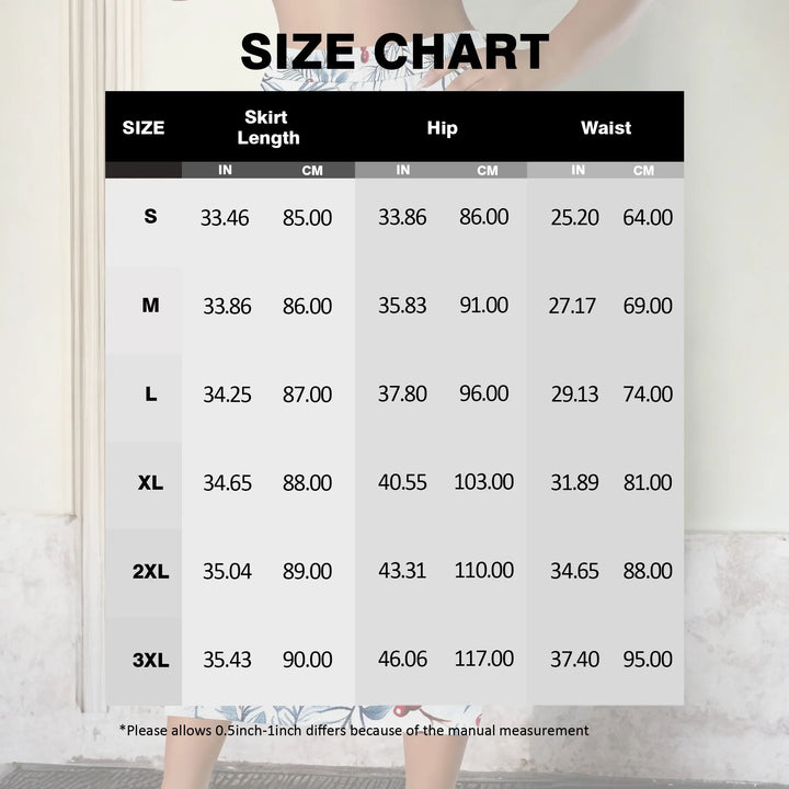 Floral Print Pencil Skirt, Red Berry Leaf Pattern Midi Skirt, High Waist Bodycon Skirt for Women Office Party Wear S-2XL