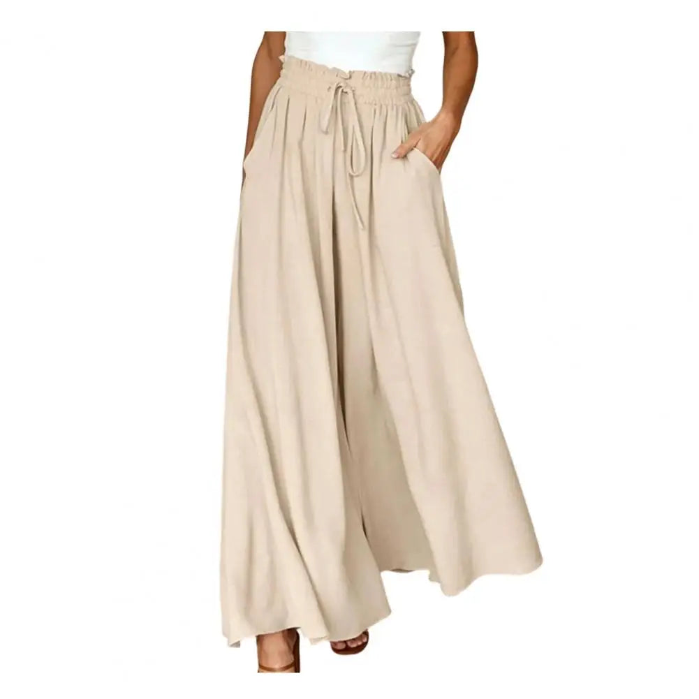Women Pants Versatile Fit Pants Women’s Oversized Wide Leg Trousers with Pockets Adjustable Elastic Strap Long Pants Pure