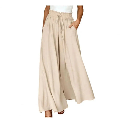 Women Pants Versatile Fit Pants Women’s Oversized Wide Leg Trousers with Pockets Adjustable Elastic Strap Long Pants Pure