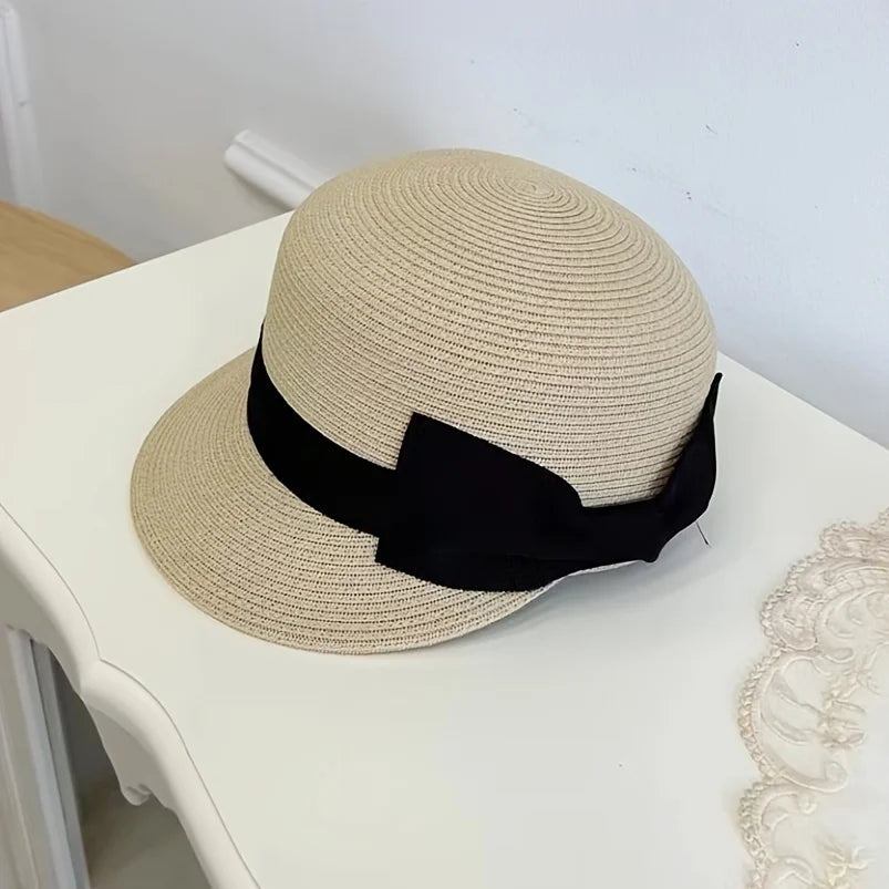 Fashion Women Straw Hat Fedora Summer Sun Protection Anti-Sunshine Horse Riding Cap Reduces Facial Age Peaked Caps