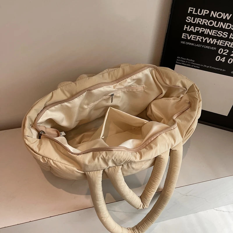 2025 Winter Latest Trend Women Shoulder Tote Bags Space Cotton Padded Large Capacity Shopper Totes Quality Commute Handbags Lady