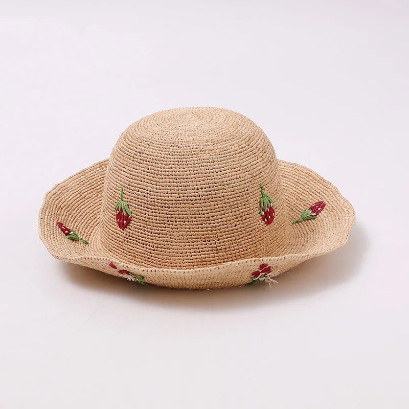 Raffia Straw Hats for Female Summer Version of The Sunscreen Wide Brim Beach Seaside Vacation Foldable Sun Cap Sombrero Hombre