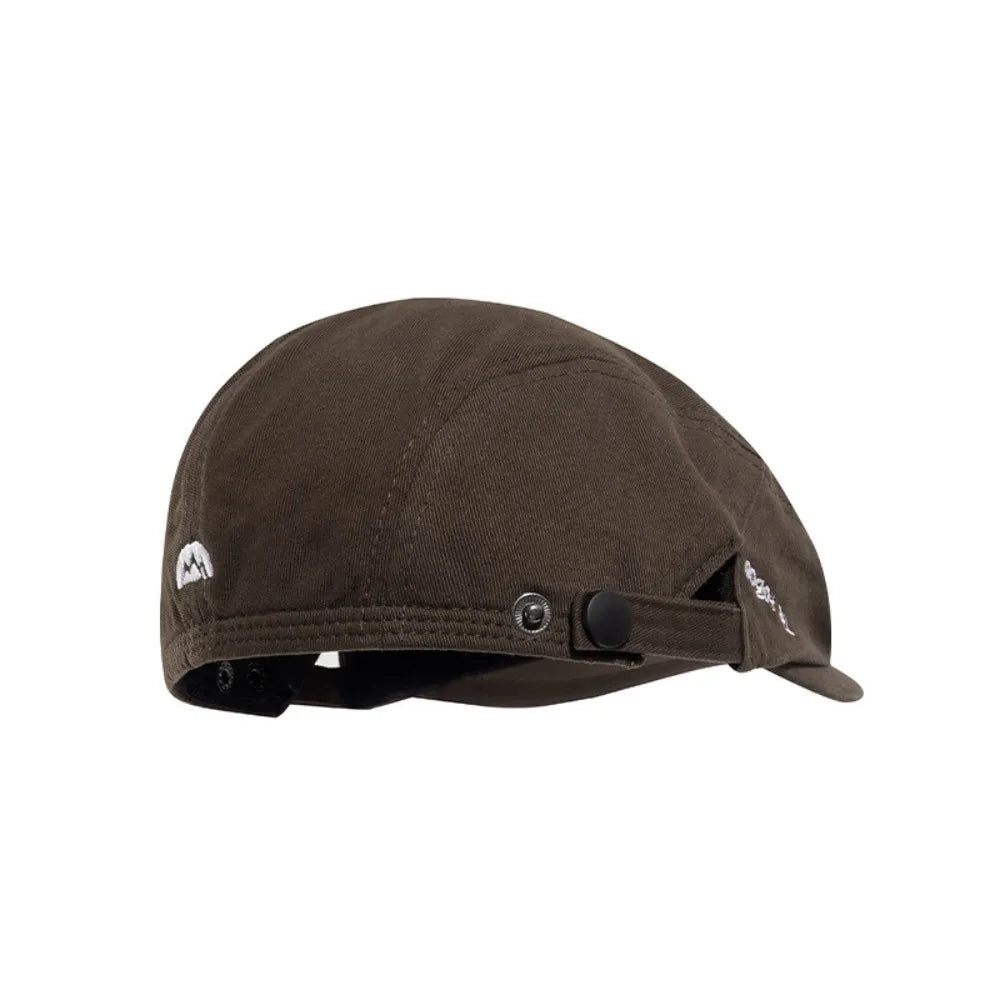 Adjustable Pure Color Newsboy Flat Cap British Style Artist Embroider Letter Hat Casual Fashion Retro Painter Hat Streetwear